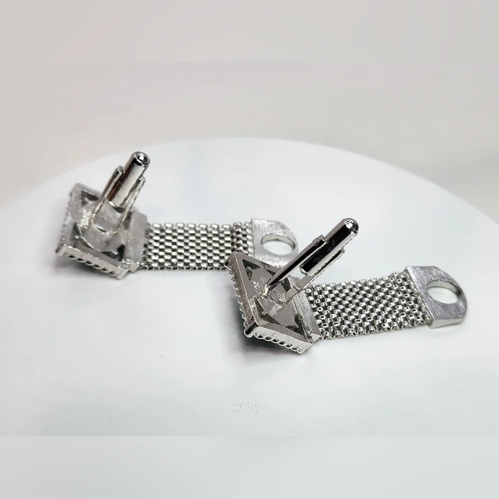Vintage SWANK Cufflinks *Teal/Silver* EUC